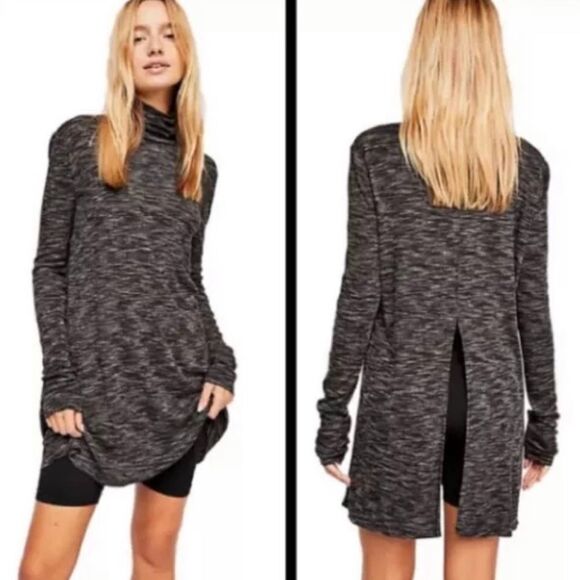 Free People Stone Cold Split Back Turtleneck Gray - Picture 3 of 16